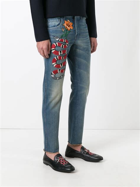 embroidered gucci jeans|gucci embroidered jeans men.